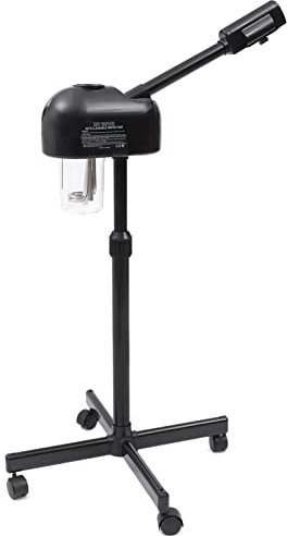 Vapozone,Vaporizador móvil vaporizador ozono vaporizador salón spa cara sauna vaporizador 750W-tanque de agua transparente independiente, para salón de belleza, negro