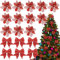 BOFUNX 12pcs Fiori di Natale Glitterati Fiori per Albero di Natale Fiori Artificiali Natale Glitter con Fiocchi Natalizi Ornamenti Addobbi per Decorazione Natale Capodanno Matrimonio Festa