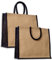 IPEA 2x Jute Tasche mit Schwarzen Griffen zum Einkaufen, Verbringen und Freizeit – 2 Stück – Shopper aus Natürlicher Jute – Einkaufstasche für Abend, Meer, Strand – Retro Elegantes Design – 38 x 35 cm