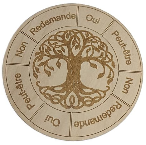 Fleur de vie en bois : 10 ou 20 cm et planche de radiesthésie française (planche de radiesthésie)