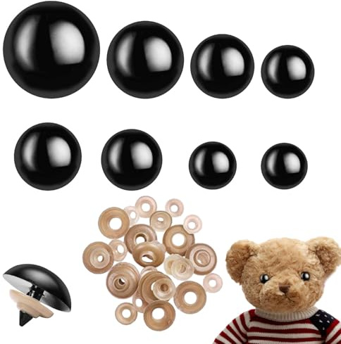 vcsjw 160 Stück Sicherheitsaugen für Häkeltiere,Sicherheitsaugen Groß 10-30mm,Augen für Häkeltiere mit Unterlegscheiben,Kunststoff-Sicherheitsaugen für DIY-Teddybär-Herste | Augen für Häkeltiere mit Unterlegscheiben,Kunststoff-Sicherheitsaugen für DIY-Teddybär-Herste