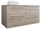 Burgbad Eqio Keramik-Aufsatzwaschtisch links, rund, inklusive Waschtischunterschrank, Breite 1200m, SGUW120L, Farbe: Eiche Dekor Flanelle/Eiche Dekor Flanelle, Stangengriff Chrom P95