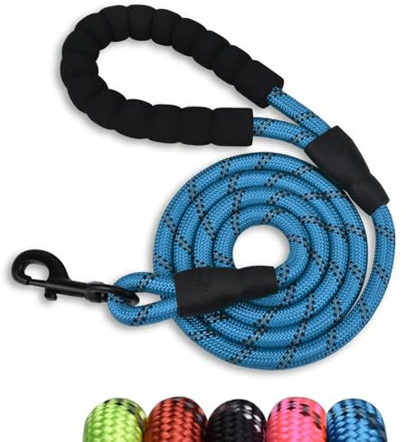 Slip Rope Dog Lead with Comfortable Padded Handle,1.5/2 m Reflective Dog Lead and Multi-Colour for Dogs, 1.2 cm (Blue, 150 * 1.2cm)