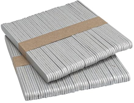 Ideen mit Herz Palillos de madera, palos de hielo, madera para manualidades, metálicos, 11,4 cm de largo, 1 cm de ancho, 200 unidades (plateadas)