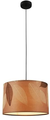 BRILONER - Pendelleuchte mit Blätterdekor, E27 Fassung, max. 10 W, Boho, aesthetic, Hängeleuchte, Hängelampe Esstisch, Esszimmerlampe hängend, Wohnzimmerlampe, 35 x 128 cm (DxH), Caffefarben