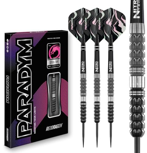 RED DRAGON Darts - Paradym 21g - 90% Wolfram Professional Stahlspitze Dart-Set mit Dart Flüge und Dartschäfte