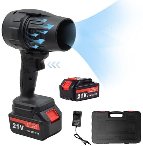 Batteriebetriebener Laubbläser, Jet-Ventilator-Minigebläse mit 2 21-V-Batterien mit Großer Kapazität, Tragbarer Autotrockner-Luftgebläse-Jet-Ventilator, für Terrassenreinigung,