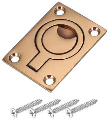 PATIKIL 2-1/2-1-3/4 Flush Pull Ring Handles, 316 Stainless Steel Square Recessed Door Pull Hidden Boat Hatch Latch with Screws for Marine Yacht Furniture, Red Bronze