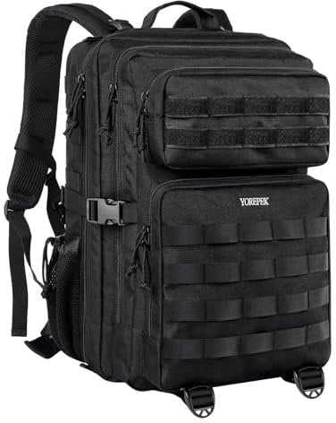 YOREPEK 50L Militär Rucksack Herren, Großer Taktischer Rucksack Wasserdicht Wanderrucksack Herren Outdoor Molle Survival Hiking Backpack für Army Camping Trekking Wandern Jagd Reise Arbeit, Schwarz