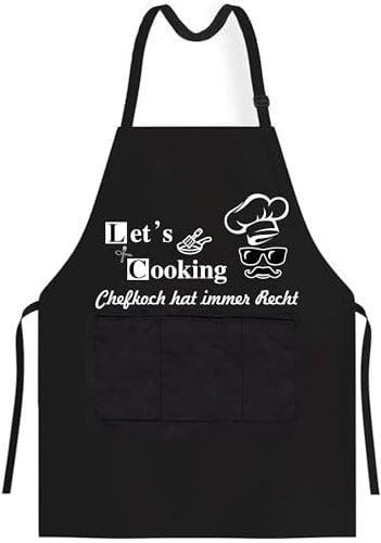 Aomaic Grillschürze für Männer, Grill Kochschürze Herren Schürze Kochschürze Lustige Geschenke für Männer mit 3 Taschen Chefkoch Hat Immer Recht