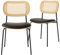 Box and beyond – Juego de 2 sillas de comedor – Cannage – Polipiel – Silla vintage – Sillas de cocina y salón – Patas de metal negro