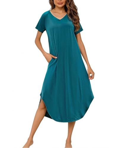 Marvmys Women’s Nightdresses Soft Cotton Nightshirt V Neck Plus Size | V Neck Casual Sleep Dress Nightgown Sleepwear