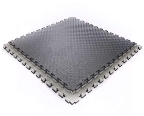 Nicoman Double-Sided EVA Puzzle Exercise Mat, 40mm Thick Interlocking Floor Tiles (100cm x 100cm) for Home Gym, Yoga, Kickboxing, ideal for Taekwondo & High-Impact Training (Black and Grey, Pack of 1)