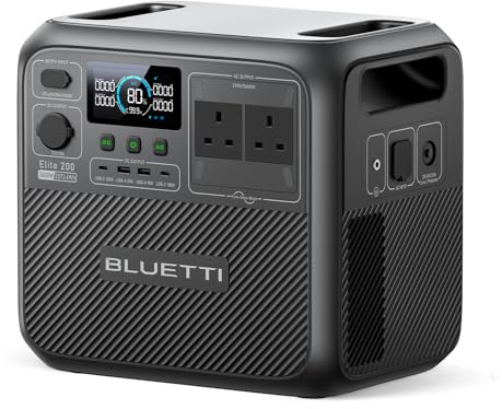 BLUETTI Power Station Elite 200 V2, generatore da 2073,6Wh con batteria LFP e 4 prese CA 2600W (3900W picco), durata 17 anni, ideale per campeggio, off-grid e backup durante blackout.
