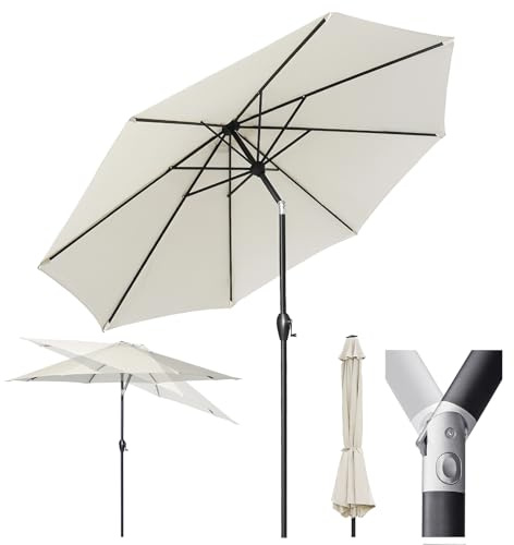 Sekey Alu Sonnenschirm Sonnenschirme Gartensonnenschirm mit UV-Schutz,Windfester Sonnenschirm mit Kurbel für Balkon Garten & Terrasse Sonnenschutz UV 50+