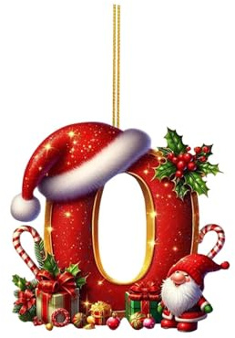 26 Weihnachtsbuchstaben Ornamente A bis Z zum Aufhängen, Buchstabe Weihnachtsbaum Hängende Acryl Weihnachtsbuchstaben Anhänger, Weihnachtsschmuck Christbaumschmuck (O, 8cm)