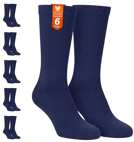 German Wear ISOSocken Wintersocken Fleece Thermosocken Herren Damen Extra Warme mit 2.3 TOG Vollfleece, Blau 6er Pack | 6 Paar - 43-46