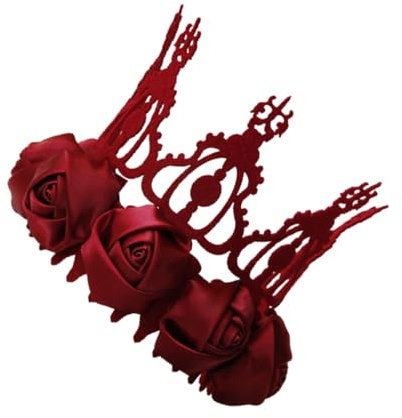 OSOLADY Haarkranz mit Rotem Rosenblütenmuster Brautstirnband und Blumenkranz für Bühnenauftritte Geburtstage Mottopartys und Cosplay