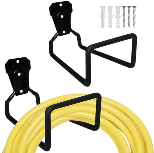 Foreverup 2PCS Garden Hose Holder, 19x12cm Metal Wall Mount Hose Hook Hanger, Solid Hosepipe Holder, Heavy Duty Tube Hose Stand with Fittings for Water Hose Extension Cords Vacuum Hose