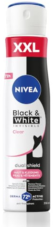 NIVEA Black & White Invisible Clear Deo Spray, Anti-Transpirant mit patentierter Anti-Flecken-Formel, Deodorant mit 72h Schutz (250 ml)
