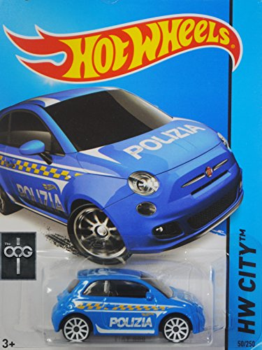 Hot Wheels, 2015 HW City, Fiat 500 [Light Blue Polizia] Die-Cast Vehicle #50/250 by Hot Wheels