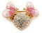 Plaqué or Strass Broche en forme de cœur