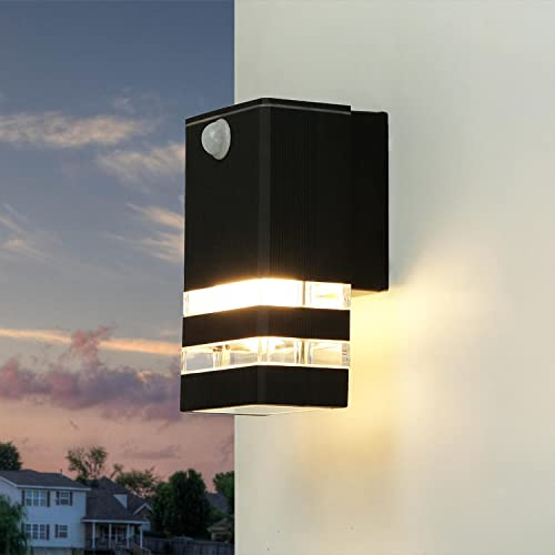 Licht-Erlebnisse Außenwandleuchte mit Bewegungsmelder Aluminium Kunststoff Anthrazit IP54 Haus Balkon T:10 cm E27 max. 40W Moderne Sensor Außenlampe Garten RIO