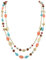 Bocar 14K placcato oro catena di collegamento 2 strati di cristallo legno acrilico colorato donne partito lungo collana regalo (NK-10084-coral)