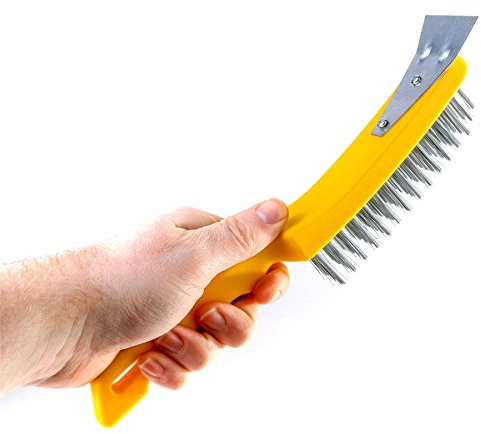 Stainless Steel 11 Wire Brush + Scraper - 5 Row Rust/Paint Removal Tool