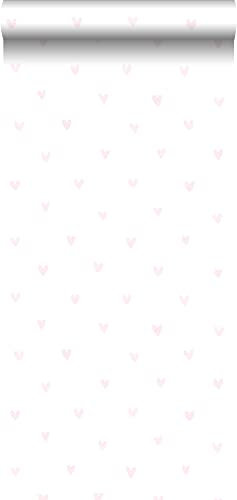 papier peint coeurs rose clair et blanc 53 cm x 10.05 m - ESTAhome