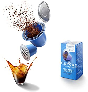 Bluecup | Capsules Réutilisables Nespresso Original Line — 25% de Café en Plus pour un Espresso Plus Corsé | Pack 6 Capsules Rechargeables
