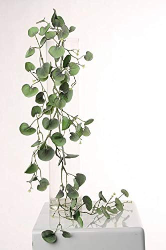 artplants.de Künstlicher Silberregen Hänger RONAS, 70 Blätter, grün-grau, 115cm - Künstliche Ranke - Deko Pflanze