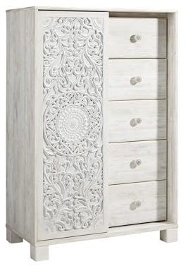 Signature Design by Ashley Tall White Dresser for Bedroom, Dressing Chest