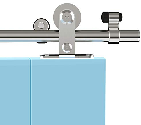 CCJH 8FT/243cm Acciaio Inossidabile Binario per Porta Scorrevole Kit Acciaio Inox Accessori per Una Porta Scorrevoli di Legno