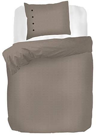 Kayori Shizu Bettwäsche Größe 155x220cm - 80x80cm Farbe Taupe Satin Baumwolle Bio-Baumwollsatin