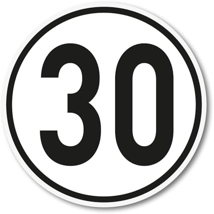 30 km/h Aufkleber I Größe Ø 20 cm I Geschwindigkeitsaufkleber I permanent haftend I UV- und witterungsbeständig I Waschanlagen geeignet I zur Kennzeichnung von Microcar Elektromobil I kfz538