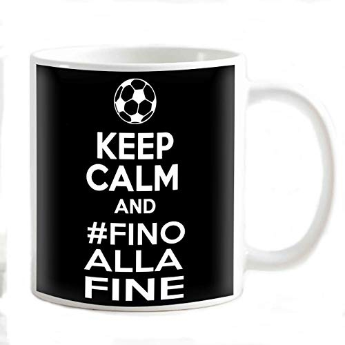 MyCust Tazza Mug Colazione Personalizzabile Foto/Logo Bianconeri Ronaldo. Keep Calm And #finoallafine Fino alla fine con Pallone
