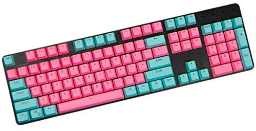 Sunzit Keycaps, 104 PBT Keys Backlight Layout Two-Color Keycaps ANSI Keyset OEM Profile Keycap for Cherry MX Mechanical Keyboard for Gaming (Blue + Pink)