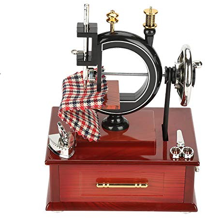 Hztyyier Vintage Spieluhr antike Nähmaschine Spieluhr Tisch Dekor mechanische Weihnachten Geburtstagsgeschenk