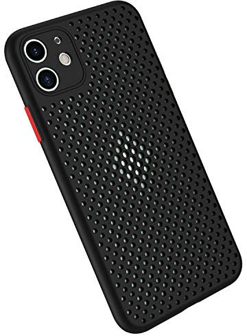 Rdyi6ba8 Atmungsaktive Hülle für iPhone 11, Ultra Dünn Silikon TPU Wärmeableitung Mesh Kratzfest Anti Fingerabdruck Handyhülle für iPhone 11 - Schwarz