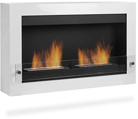 Moritz Bio Ethanol Kamin 90 cm x 17 cm x 43 cm weiß 3X 1000ml Edestahlbrenner Deko Kamin Bio-Ethanolkamin Gelkamin Raumteiler