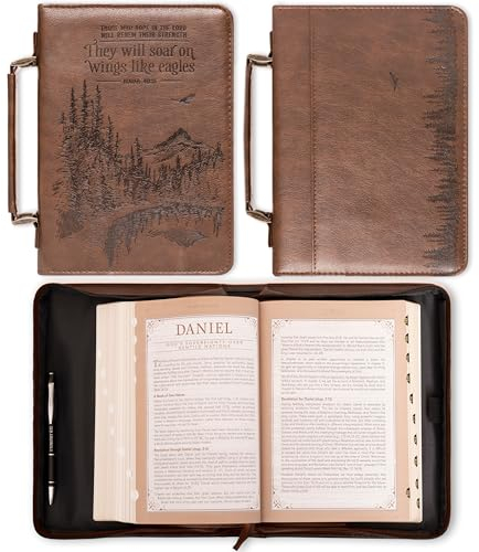 Christian Art Gifts Klassische biblische Decke für Herren auf Flügeln wie Adler Berg Jesaiah 40:31, Kunstleder braun, Größe M