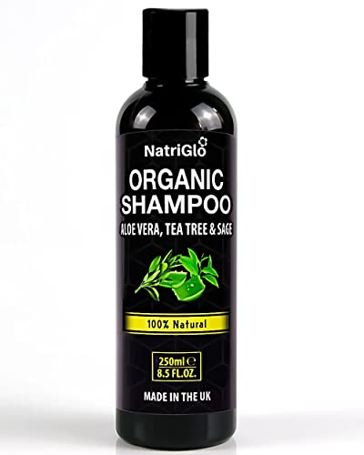 NatriGlo Tea Tree Shampoo for Dry Itchy Scalp | Organic, Anti Dandruff, Sulfate Free, Vegan & Cruelty-Free, No SLS or Parabens