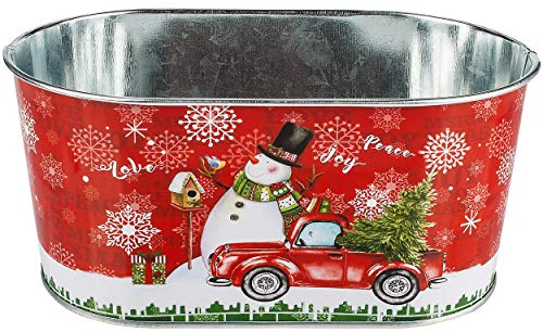 Deko Topf/Metalleimer/Blumentopf - Motivwahl - Weihnachten - 10 cm hoch - Metall rostfrei - Blech Eimer - oval - frostsicher - Pflanztopf Übertopf Gartene..