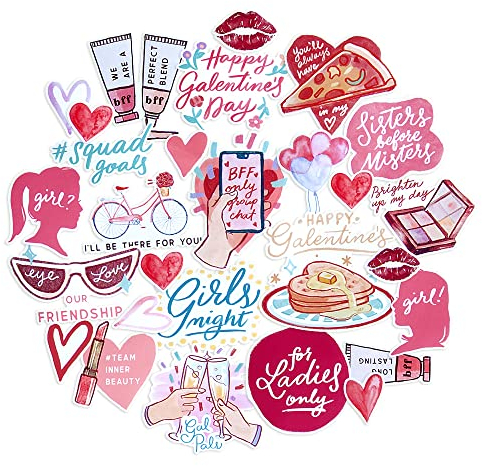 Navy Peony Freundschaftstag Sticker-Set (27 Stück) – Niedlich, wasserfest und langlebig | Aufkleber für Wasserflaschen, Laptops, Sammelalben und Tagebücher