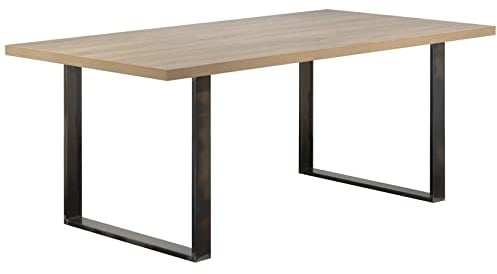 i-flair Esszimmertisch Macon 200x100 cm Kufentisch Holztisch Esstisch Kufengestell Tisch mit Tischplatte und Kufen - Eiche + Industrial