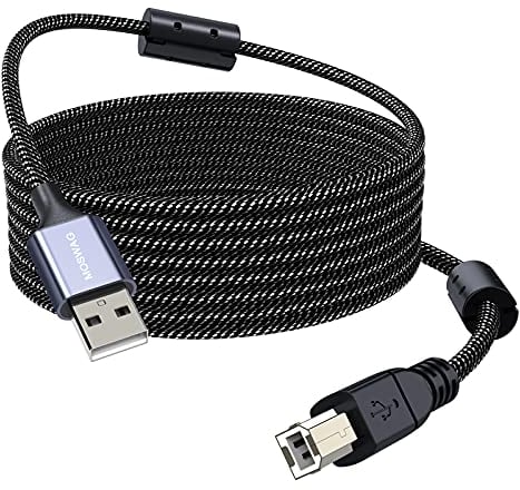 MOSWAG Cable de Impresora y Escáner USB Tipo A a B de Alta Velocidad Compatible Con HP, Canon, Epson, DELL, Lexmark, Brother, Xerox, Samsung y Otros