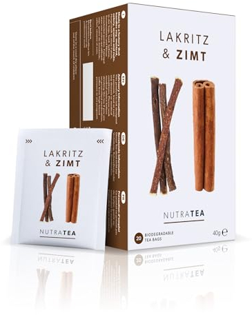 Nutra Tea Regaliz y Canela, Té de Raíz de Regaliz y Canela, 20 Bolsas de Té Reutilizables