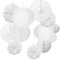 12 Pieces Hanging Paper Fans, Paper Pom Poms Decorations Set White, Flower Honeycomb Balls Garlands Polka Dot for Christmas Wedding Celebrationm Birthday Party Baby Shower Party