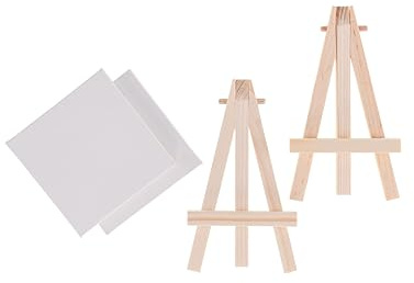 Hello, Artist! Party Pack Mini Canvases with Easel, 4 Pieces, for Beginner Artists, Ideal for Fine Art, Craft, Home Decorating, and More